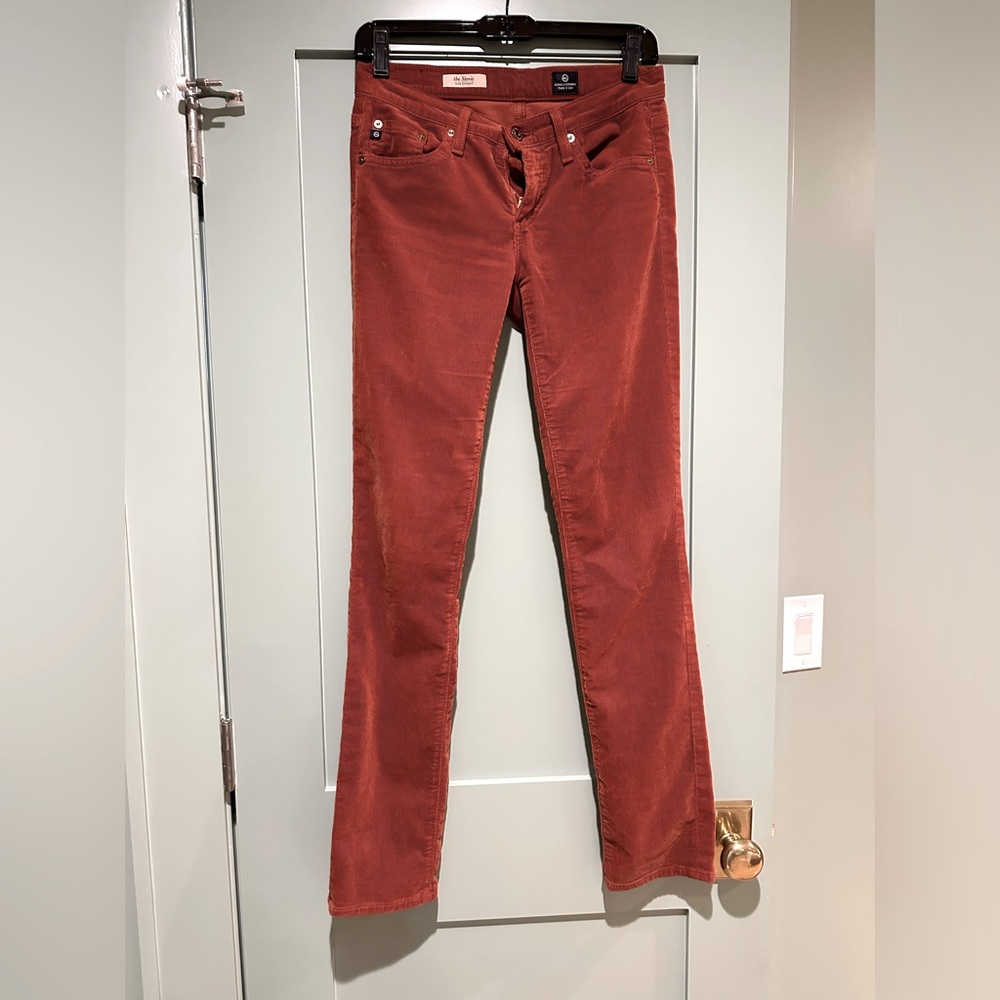 AG Jeans Burnt Orange/Rust Corduroy Slim Straight Leg Pants